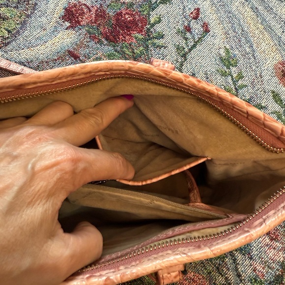 Brahmin Mini Asher Pink Crocodile Embossed Women's Bag - Picture 8 of 15